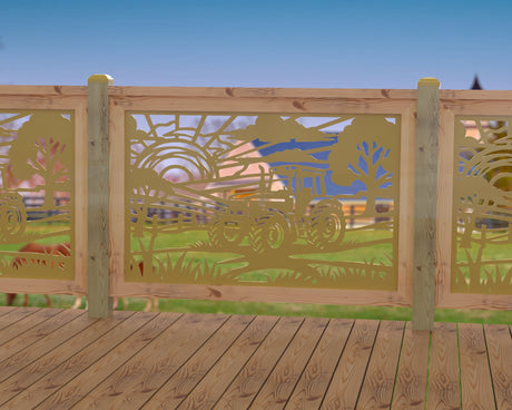 Farm Scene Railing Panel Insert - Madison Iron and Wood