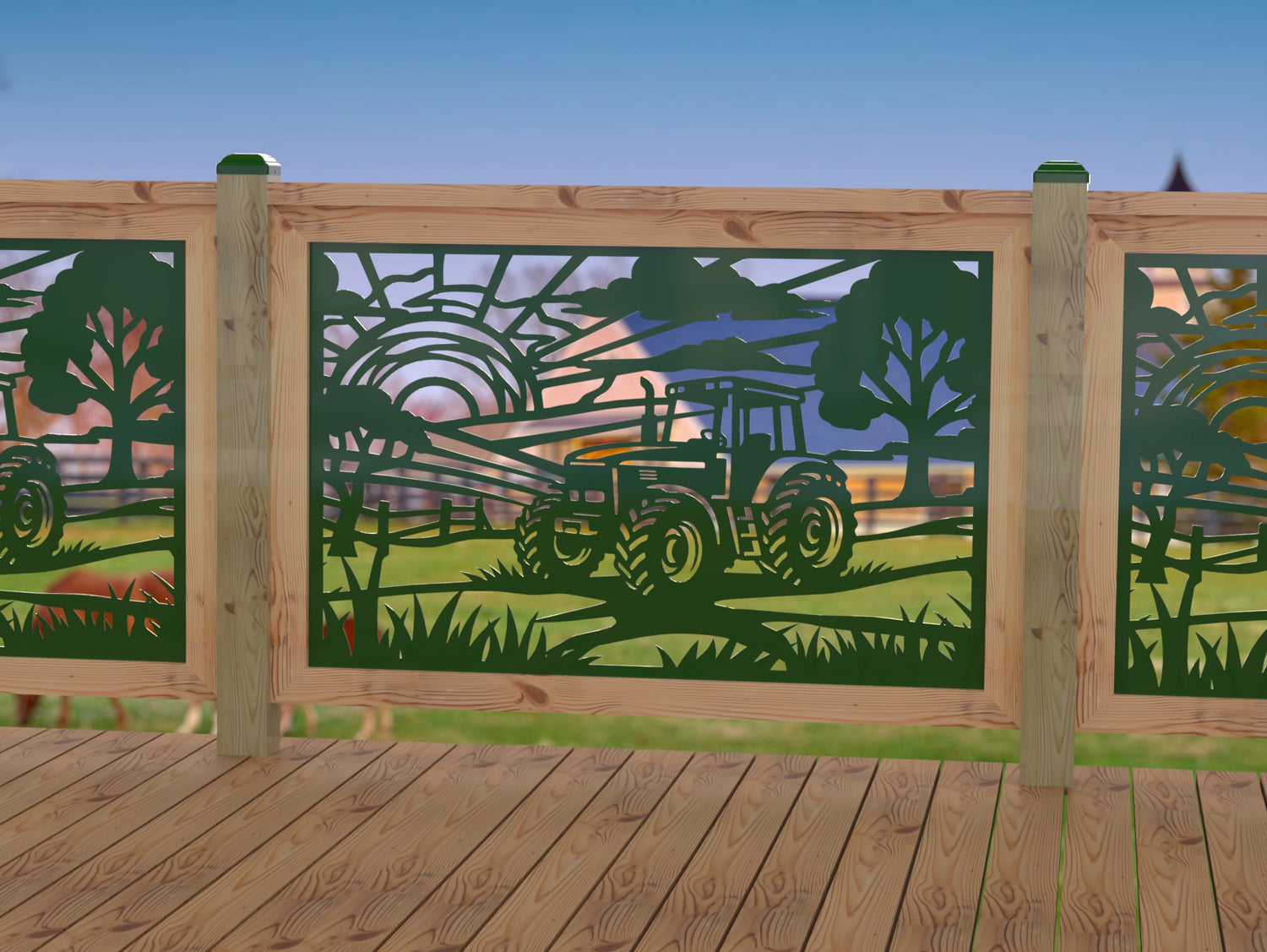 Farm Scene Railing Panel Insert - Madison Iron and Wood