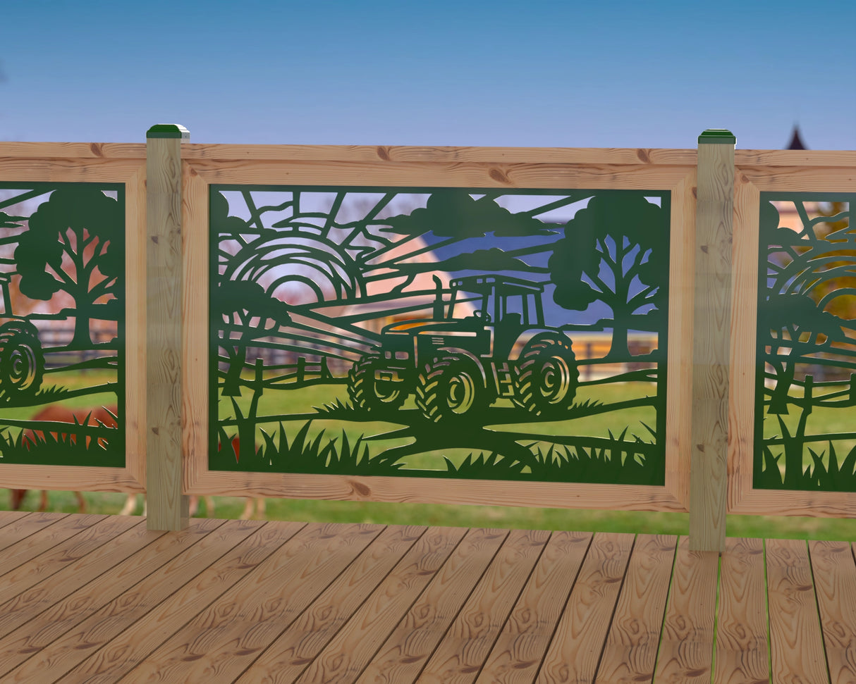 Farm Scene Railing Panel Insert - Madison Iron and Wood