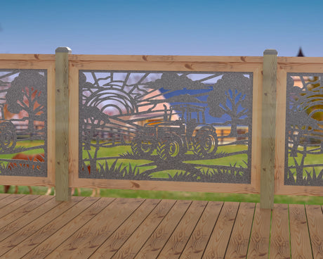 Farm Scene Railing Panel Insert - Madison Iron and Wood