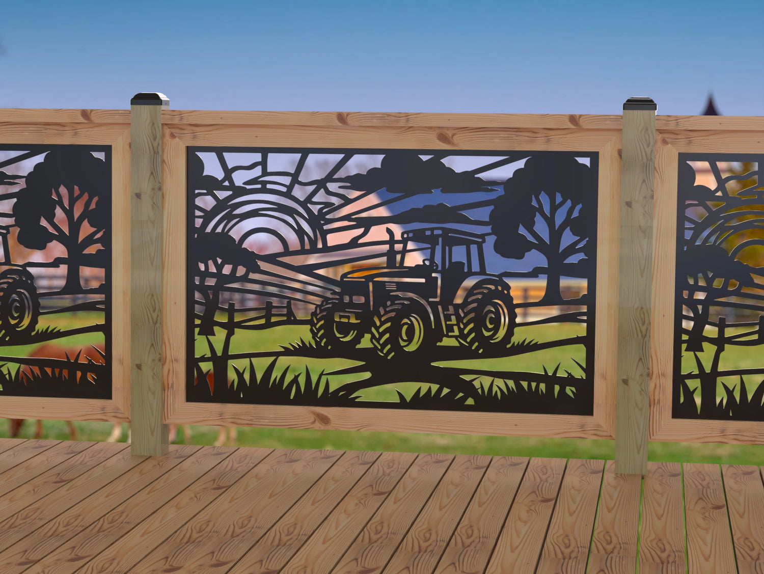 Farm Scene Railing Panel Insert - Madison Iron and Wood
