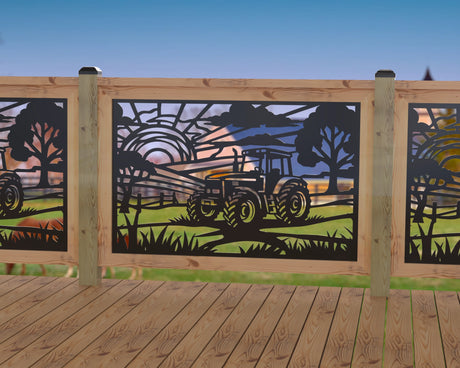 Farm Scene Railing Panel Insert - Madison Iron and Wood