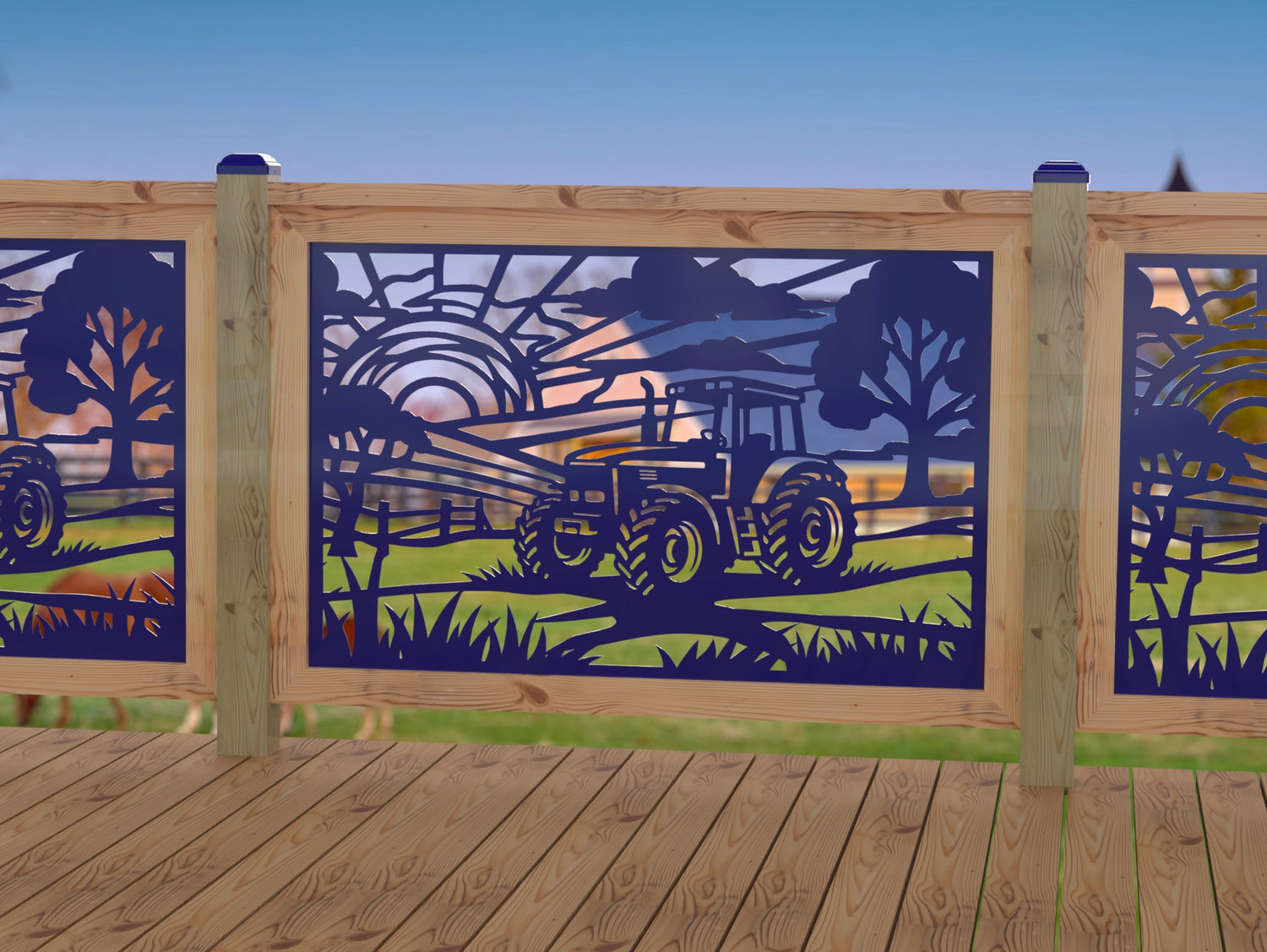 Farm Scene Railing Panel Insert - Madison Iron and Wood