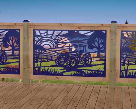 Farm Scene Railing Panel Insert - Madison Iron and Wood
