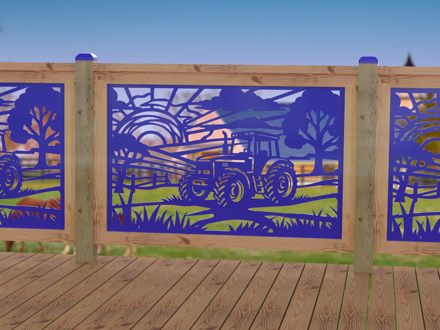 Farm Scene Railing Panel Insert - Madison Iron and Wood