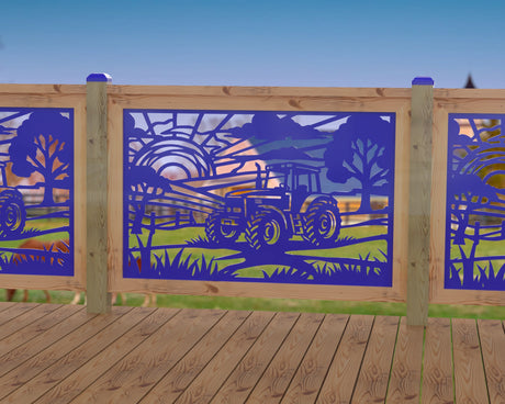 Farm Scene Railing Panel Insert - Madison Iron and Wood