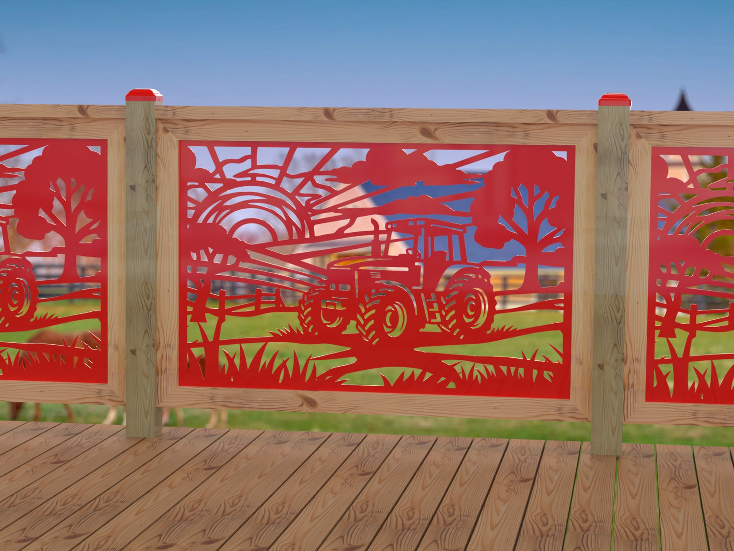 Farm Scene Railing Panel Insert - Madison Iron and Wood
