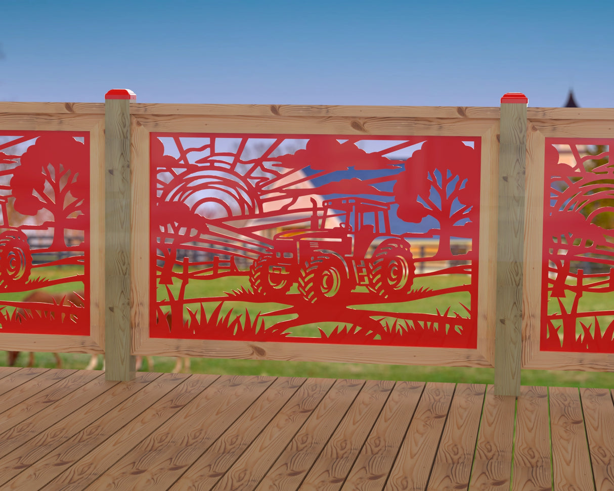 Farm Scene Railing Panel Insert - Madison Iron and Wood
