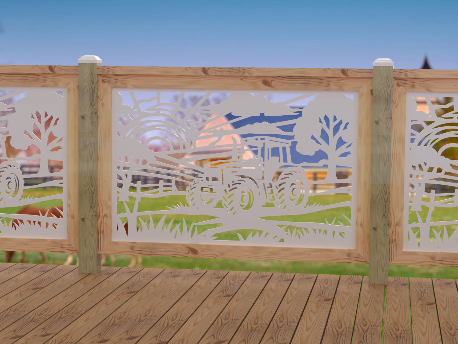 Farm Scene Railing Panel Insert - Madison Iron and Wood