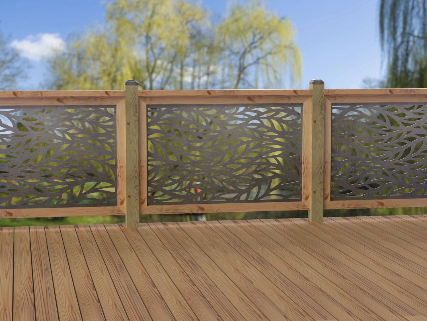 47"x30" - Willow Leaves Fence/Gate Panel Insert - Madison Iron and Wood