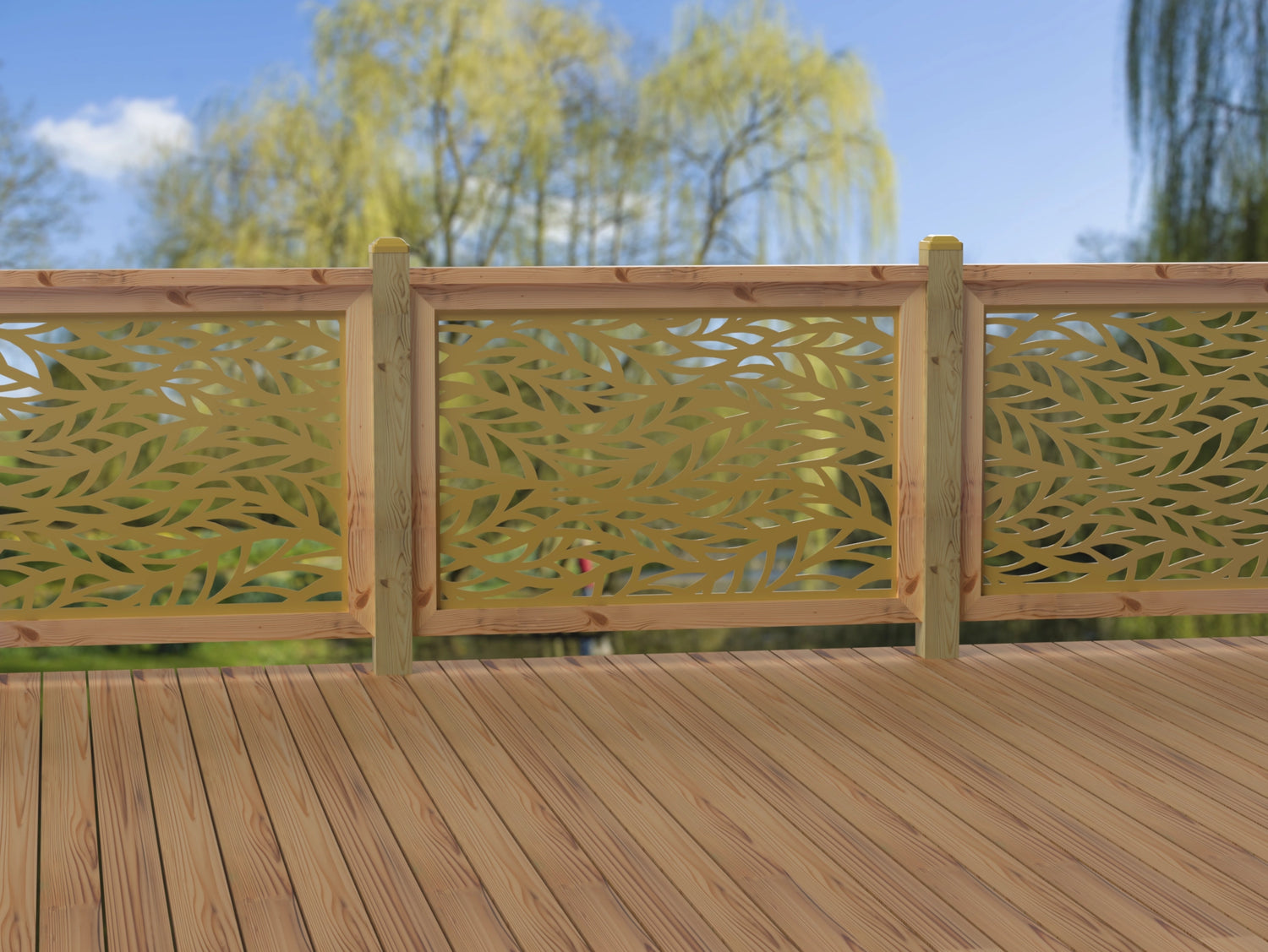 47"x30" - Willow Leaves Fence/Gate Panel Insert - Madison Iron and Wood