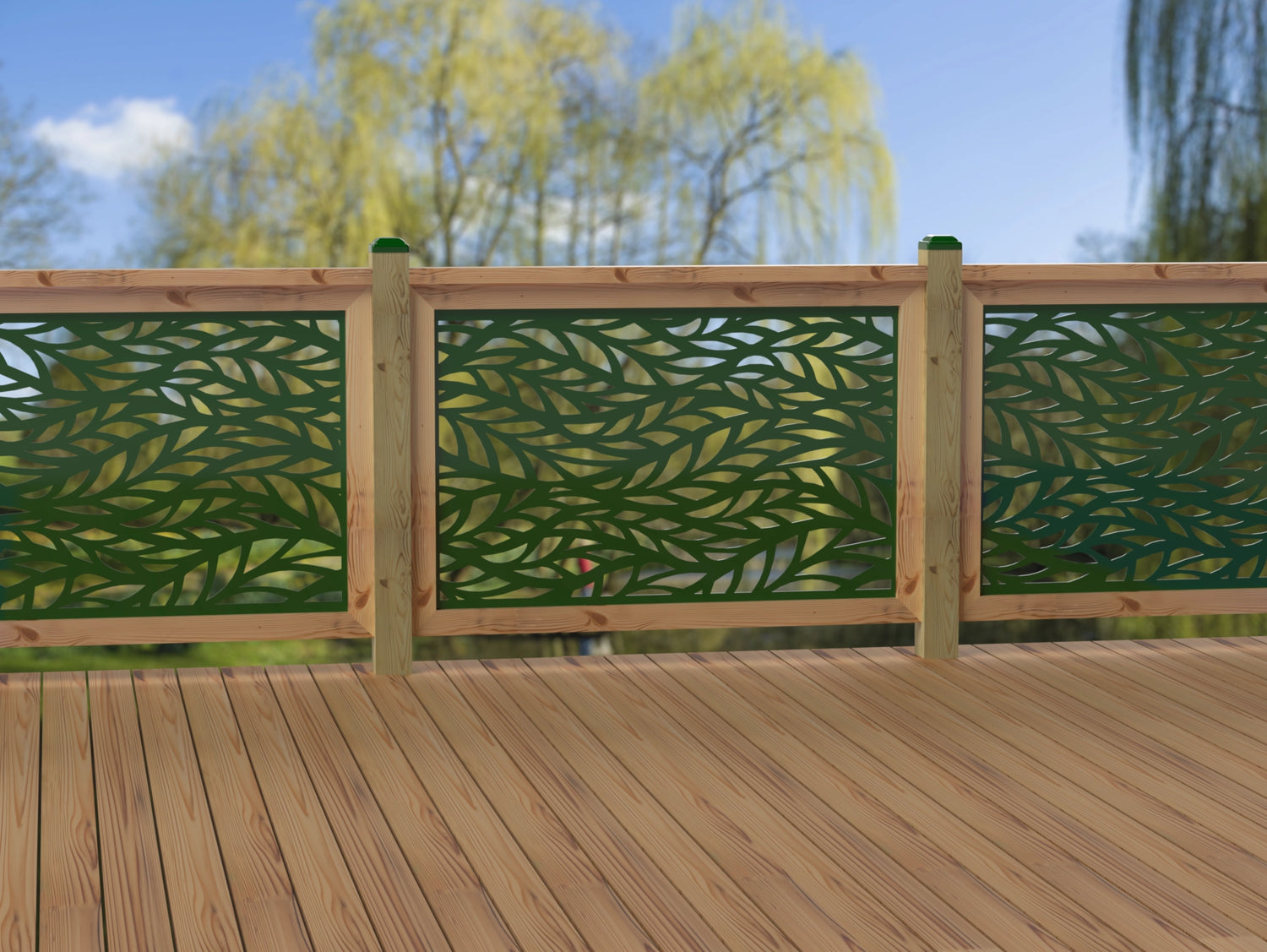 47"x30" - Willow Leaves Fence/Gate Panel Insert - Madison Iron and Wood