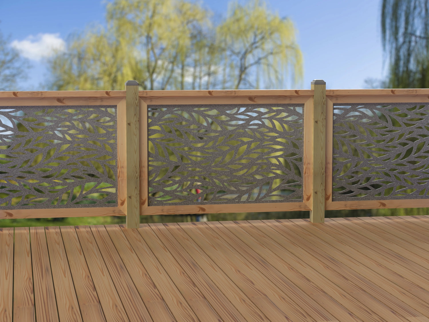 47"x30" - Willow Leaves Fence/Gate Panel Insert - Madison Iron and Wood