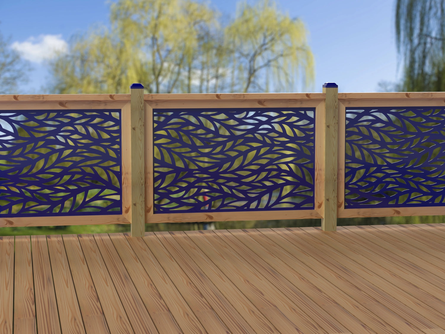 47"x30" - Willow Leaves Fence/Gate Panel Insert - Madison Iron and Wood