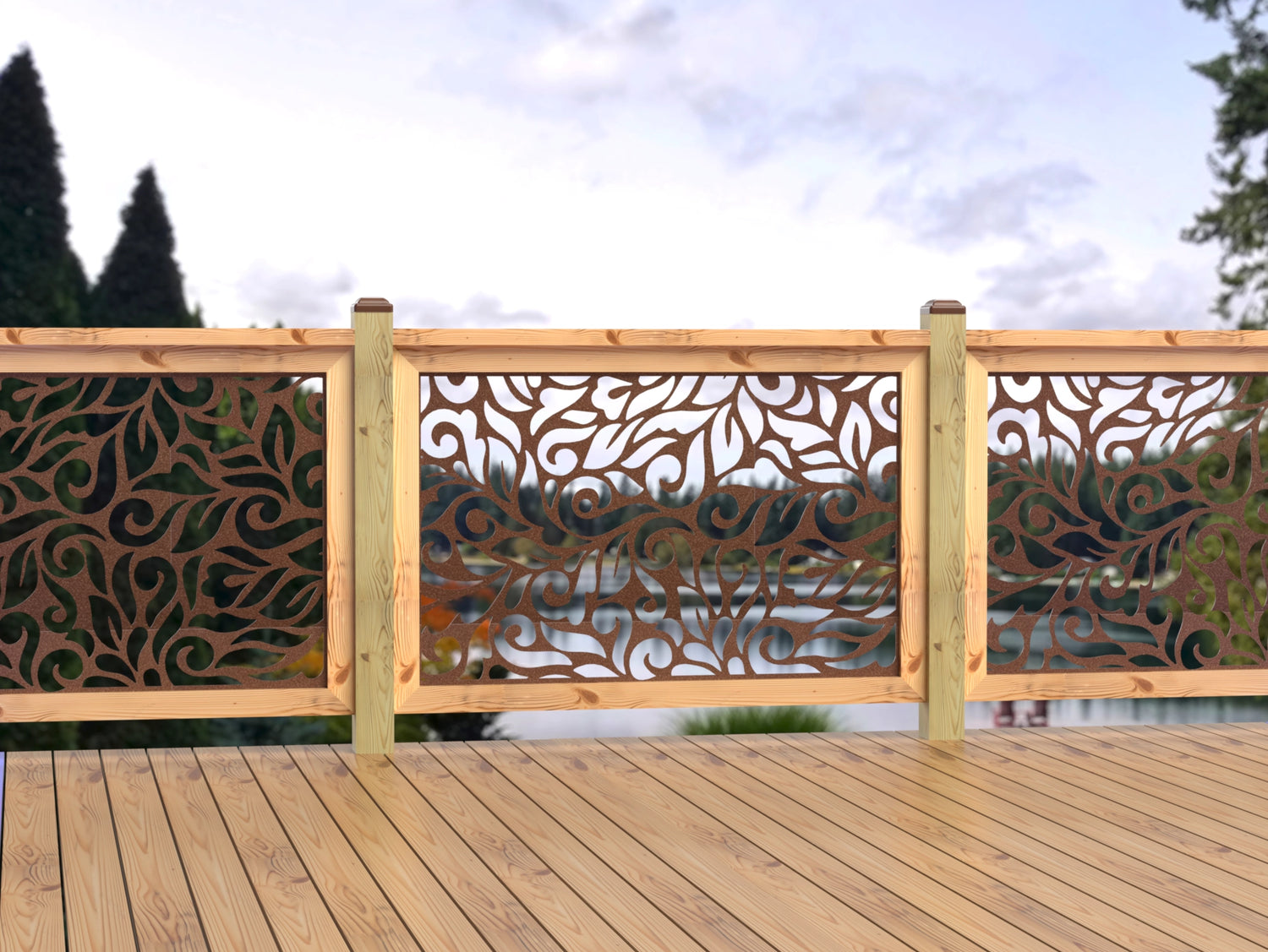 47"x30" - Flowing Leaves Fence/Gate Panel Insert - Madison Iron and Wood