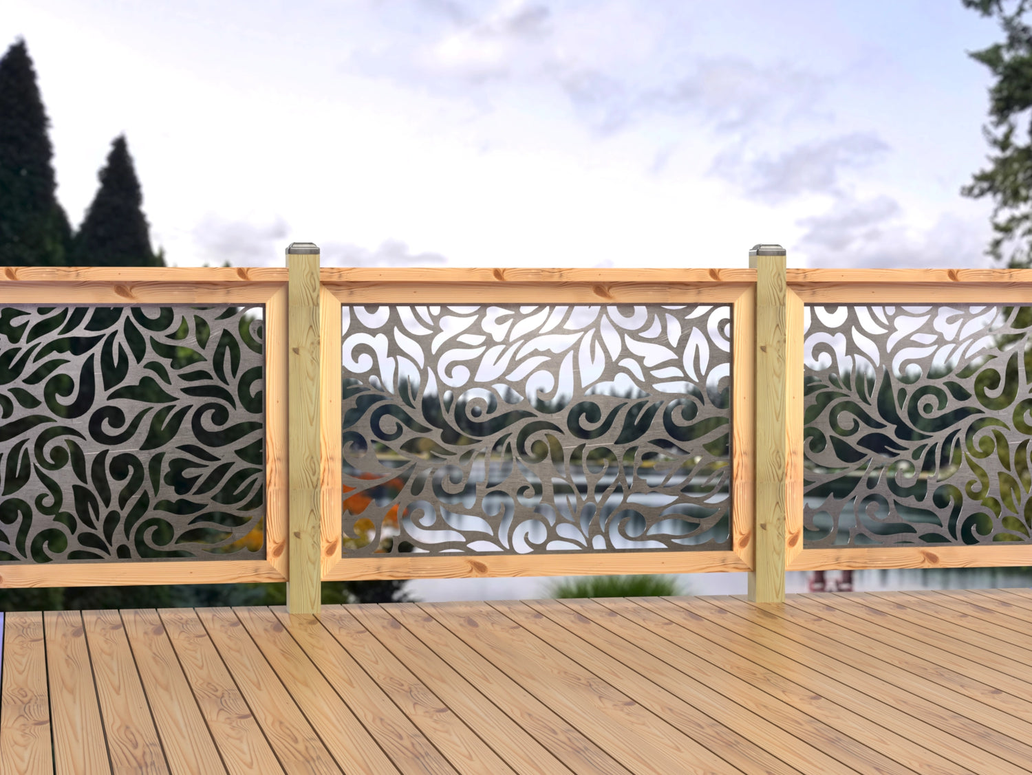 47"x30" - Flowing Leaves Fence/Gate Panel Insert - Madison Iron and Wood