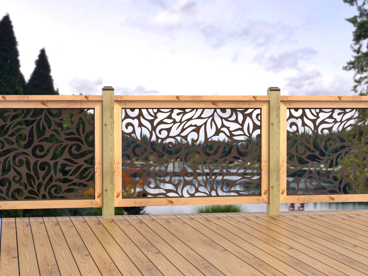 47"x30" - Flowing Leaves Fence/Gate Panel Insert - Madison Iron and Wood