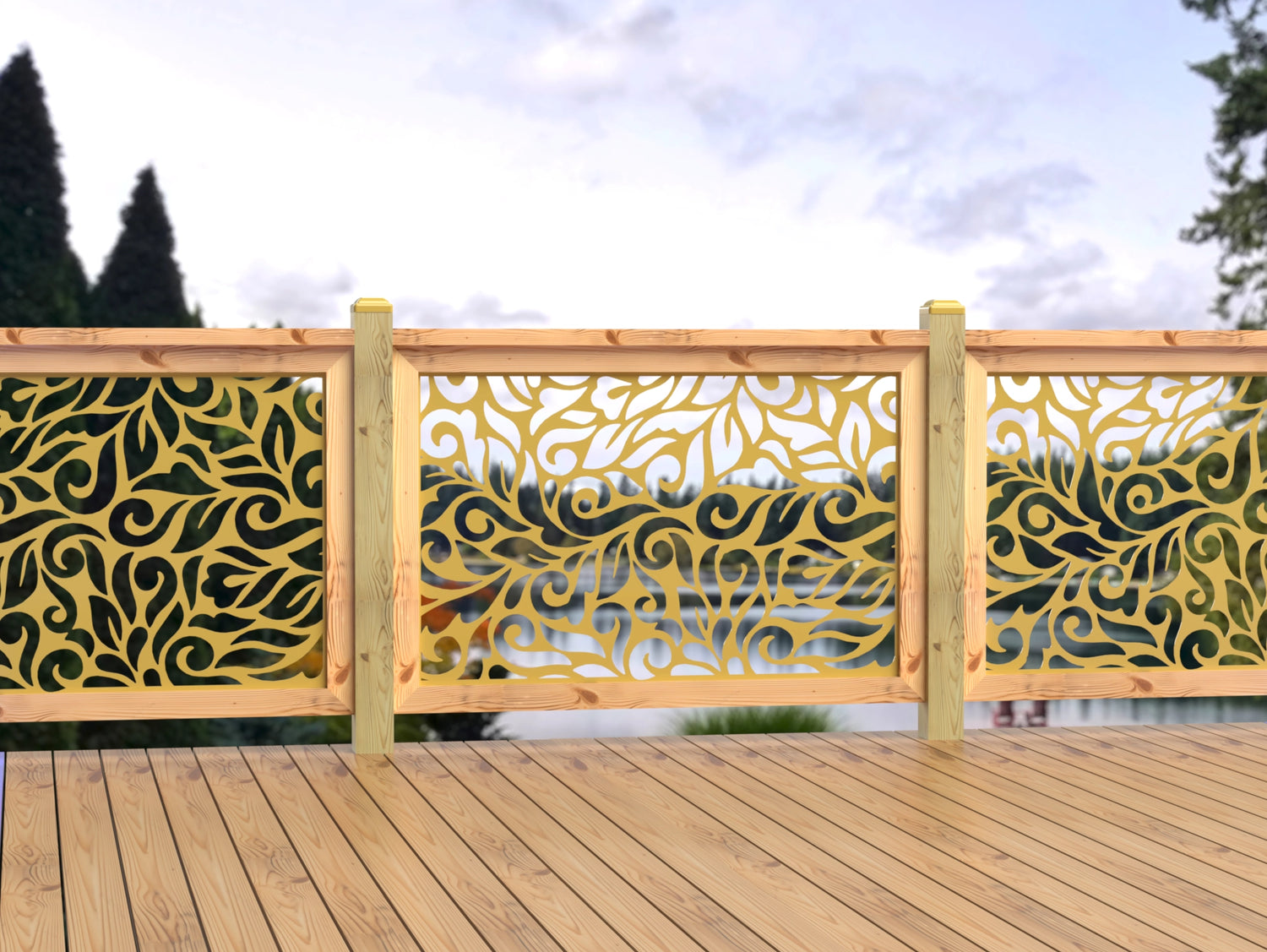 47"x30" - Flowing Leaves Fence/Gate Panel Insert - Madison Iron and Wood