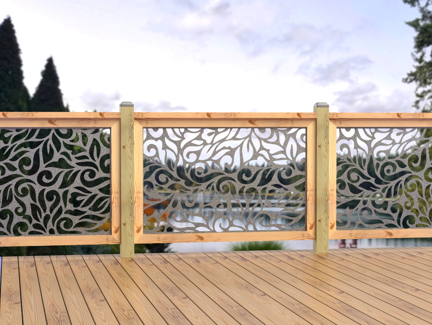 47"x30" - Flowing Leaves Fence/Gate Panel Insert - Madison Iron and Wood