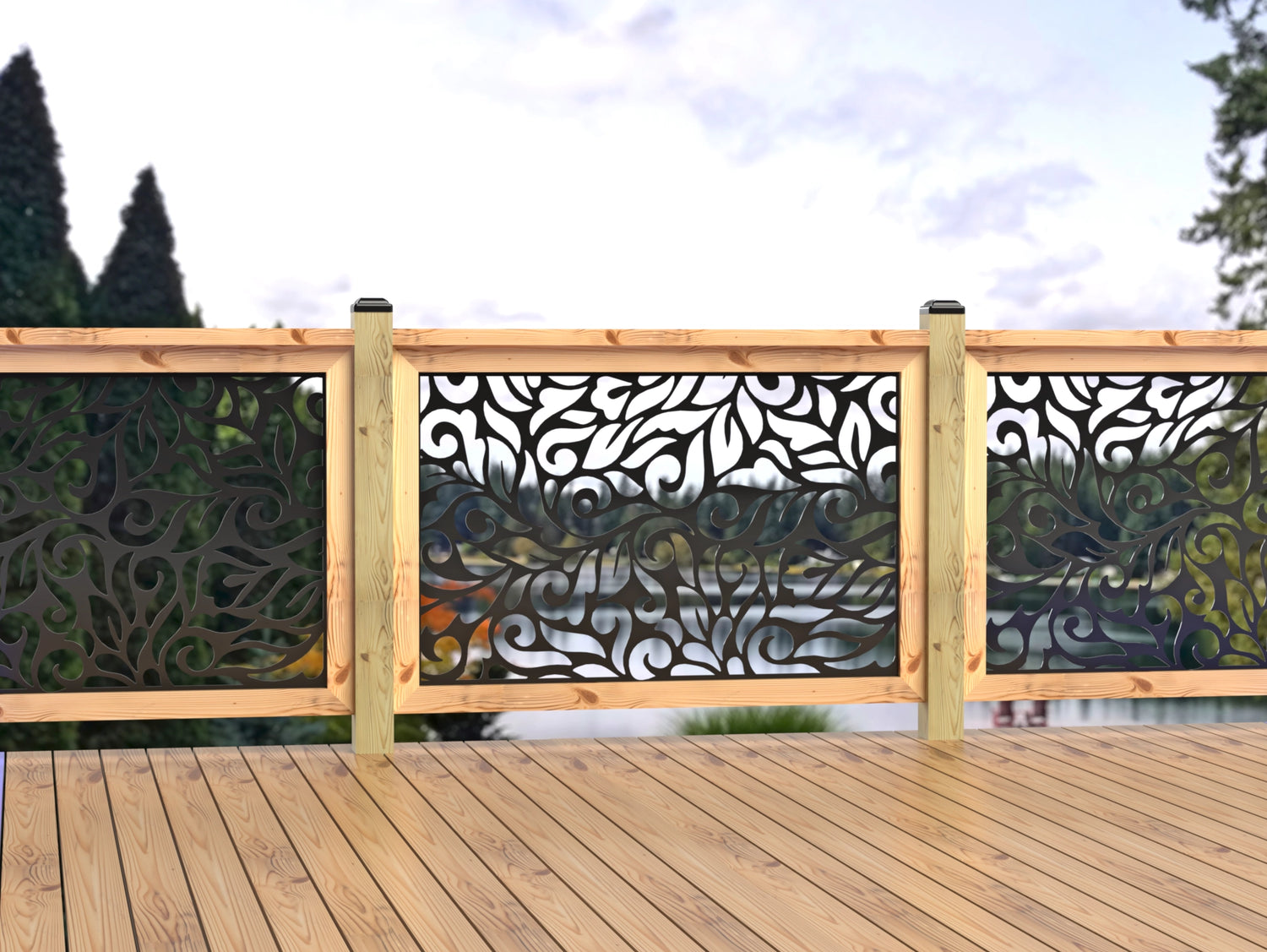 47"x30" - Flowing Leaves Fence/Gate Panel Insert - Madison Iron and Wood