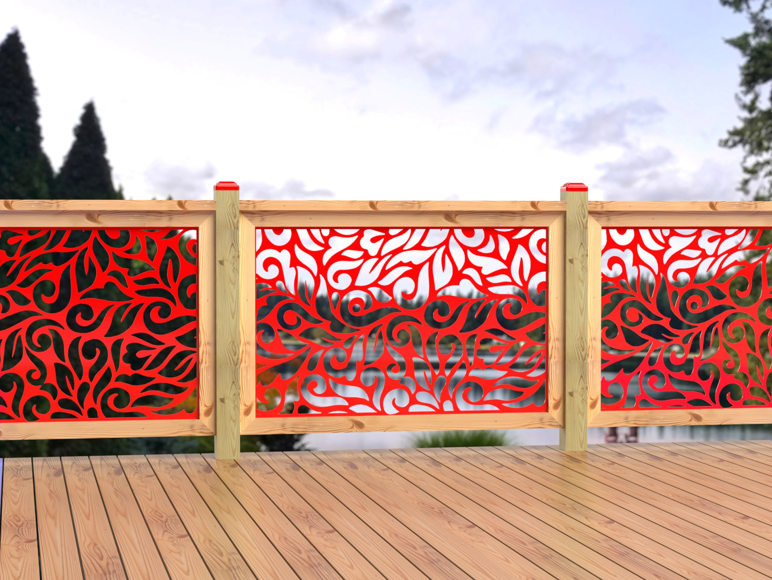 47"x30" - Flowing Leaves Fence/Gate Panel Insert - Madison Iron and Wood