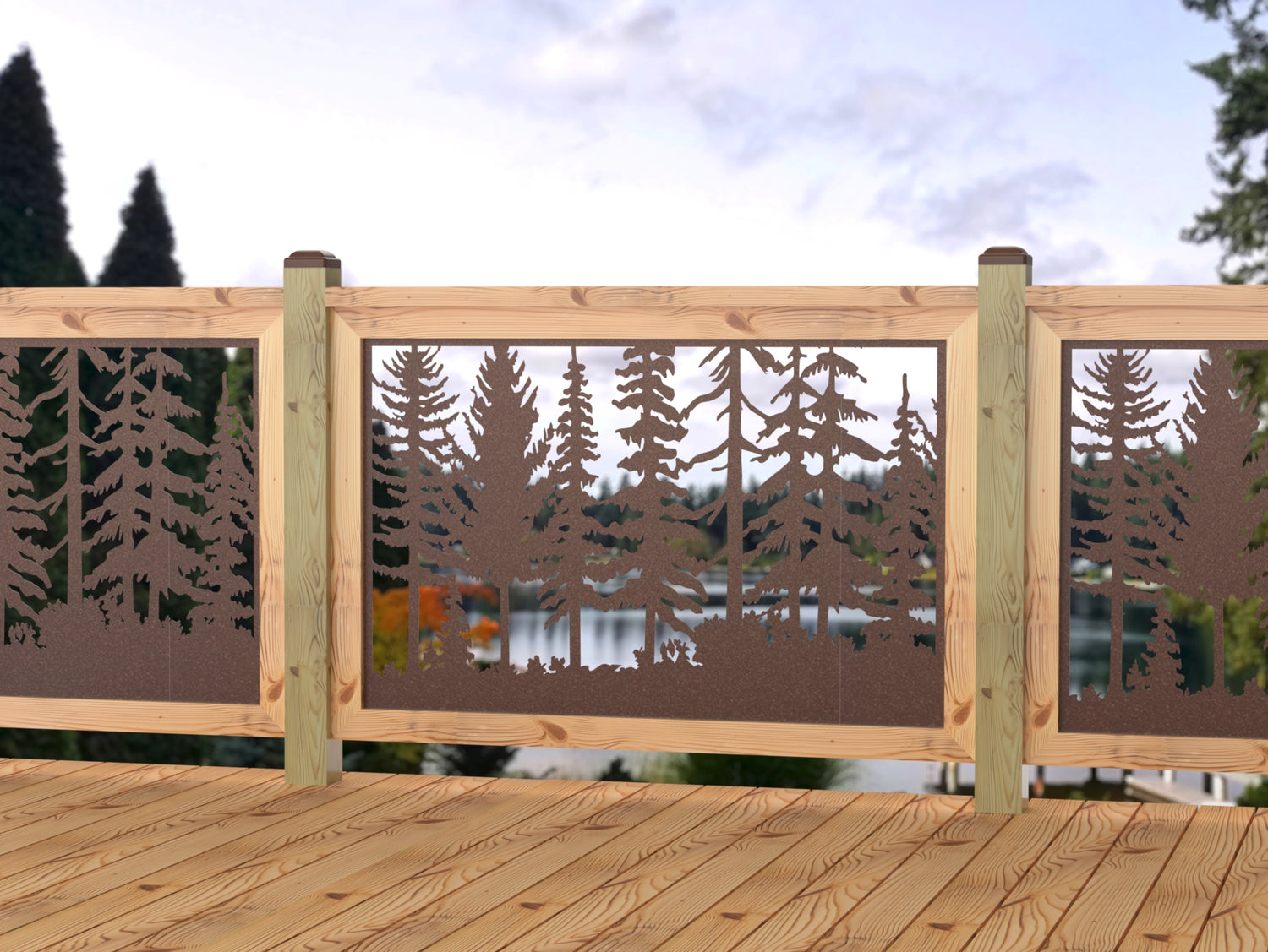 47"x30" - Forest Landscape Fence/Gate Panel Insert - Madison Iron and Wood