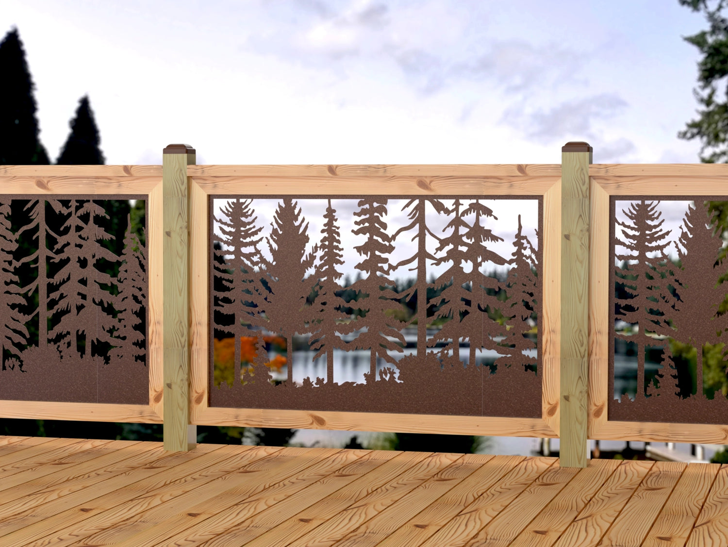 Forest Landscape Railing Panel Insert - Madison Iron and Wood