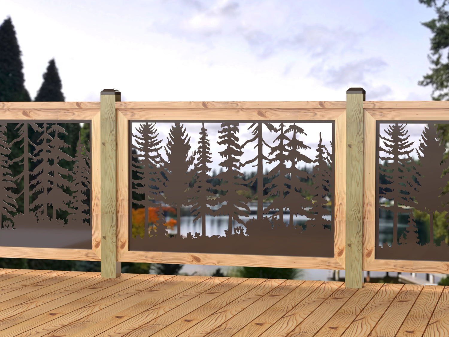 47"x30" - Forest Landscape Fence/Gate Panel Insert - Madison Iron and Wood