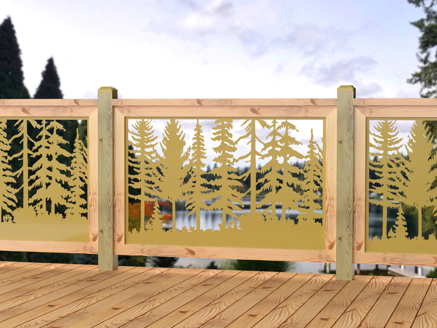 47"x30" - Forest Landscape Fence/Gate Panel Insert - Madison Iron and Wood