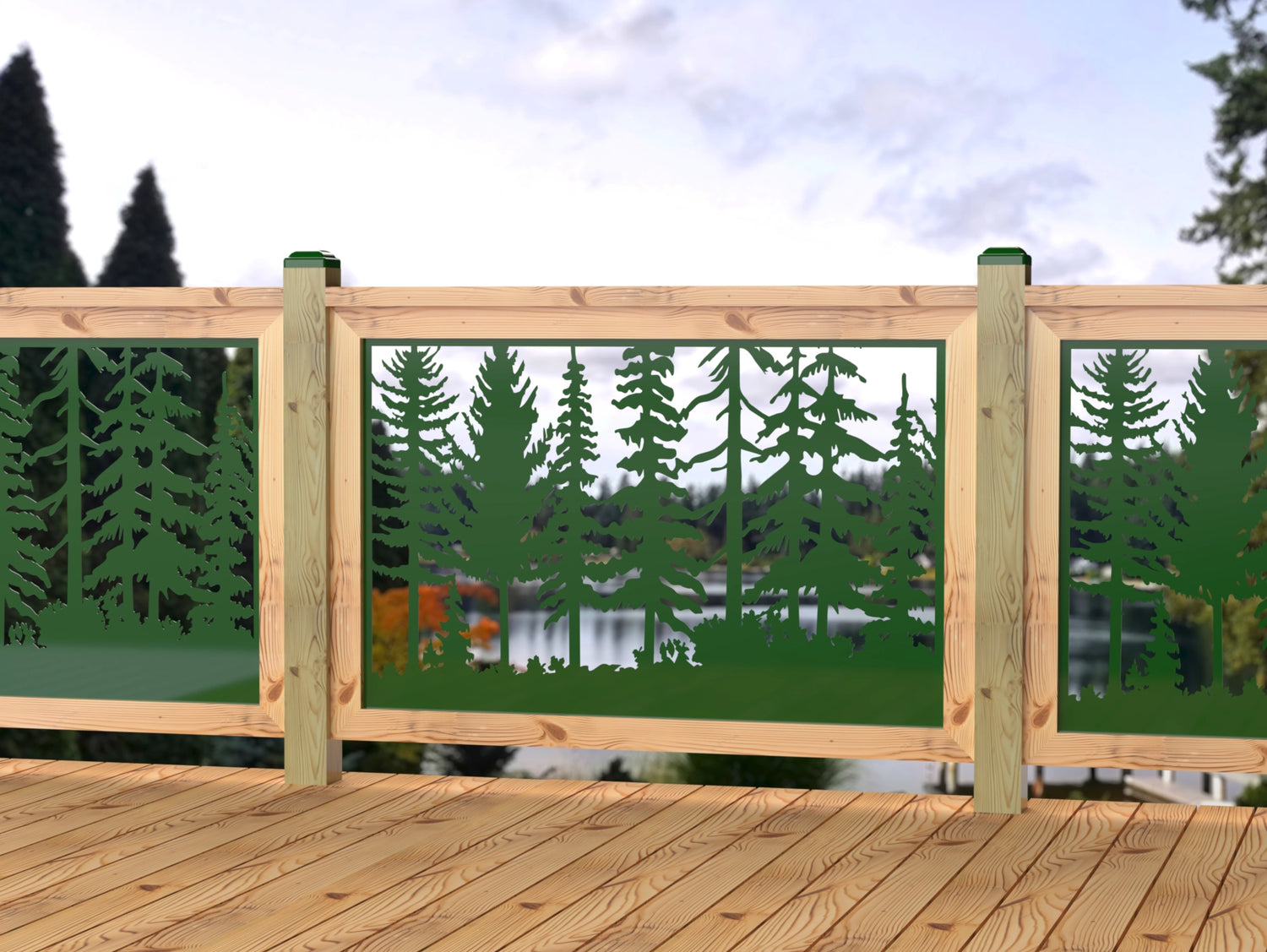 47"x30" - Forest Landscape Fence/Gate Panel Insert - Madison Iron and Wood