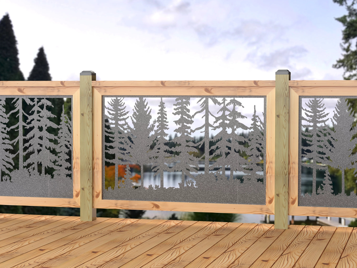 47"x30" - Forest Landscape Fence/Gate Panel Insert - Madison Iron and Wood