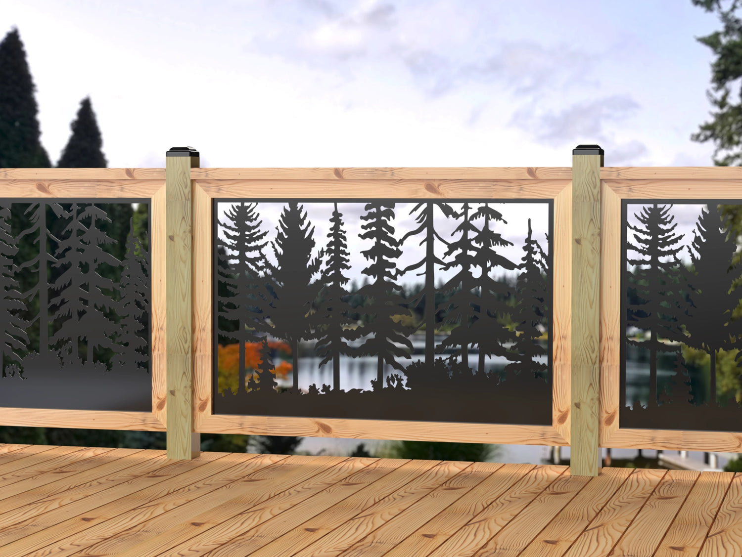 47"x30" - Forest Landscape Fence/Gate Panel Insert - Madison Iron and Wood