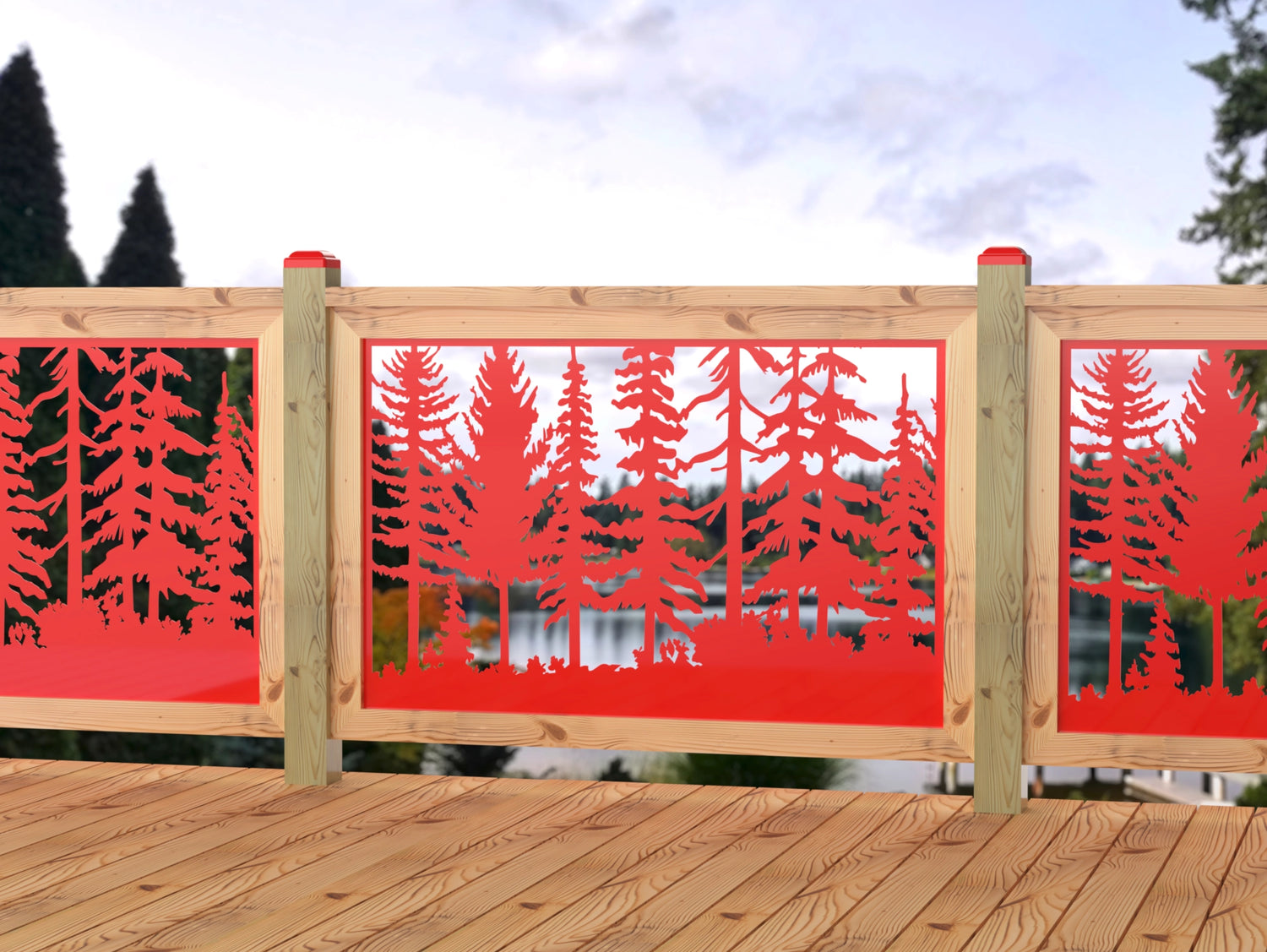 47"x30" - Forest Landscape Fence/Gate Panel Insert - Madison Iron and Wood