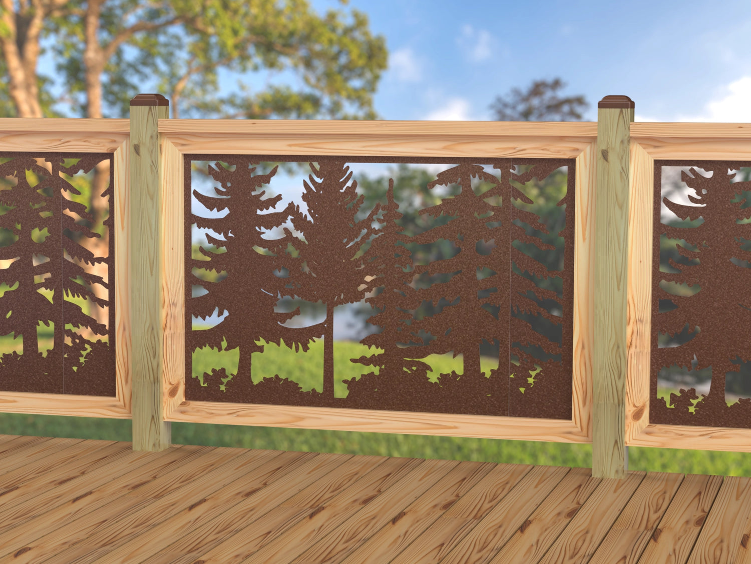 47"x30" - Forest Landscape Fence/Gate Panel Insert - Variation 2 - Madison Iron and Wood