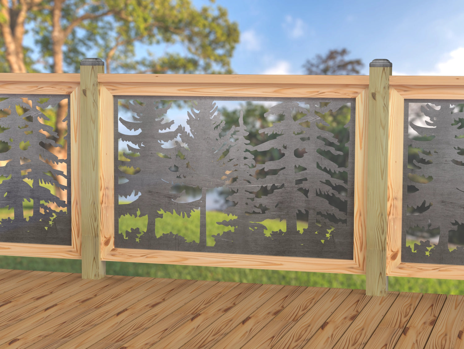 47"x30" - Forest Landscape Fence/Gate Panel Insert - Variation 2 - Madison Iron and Wood