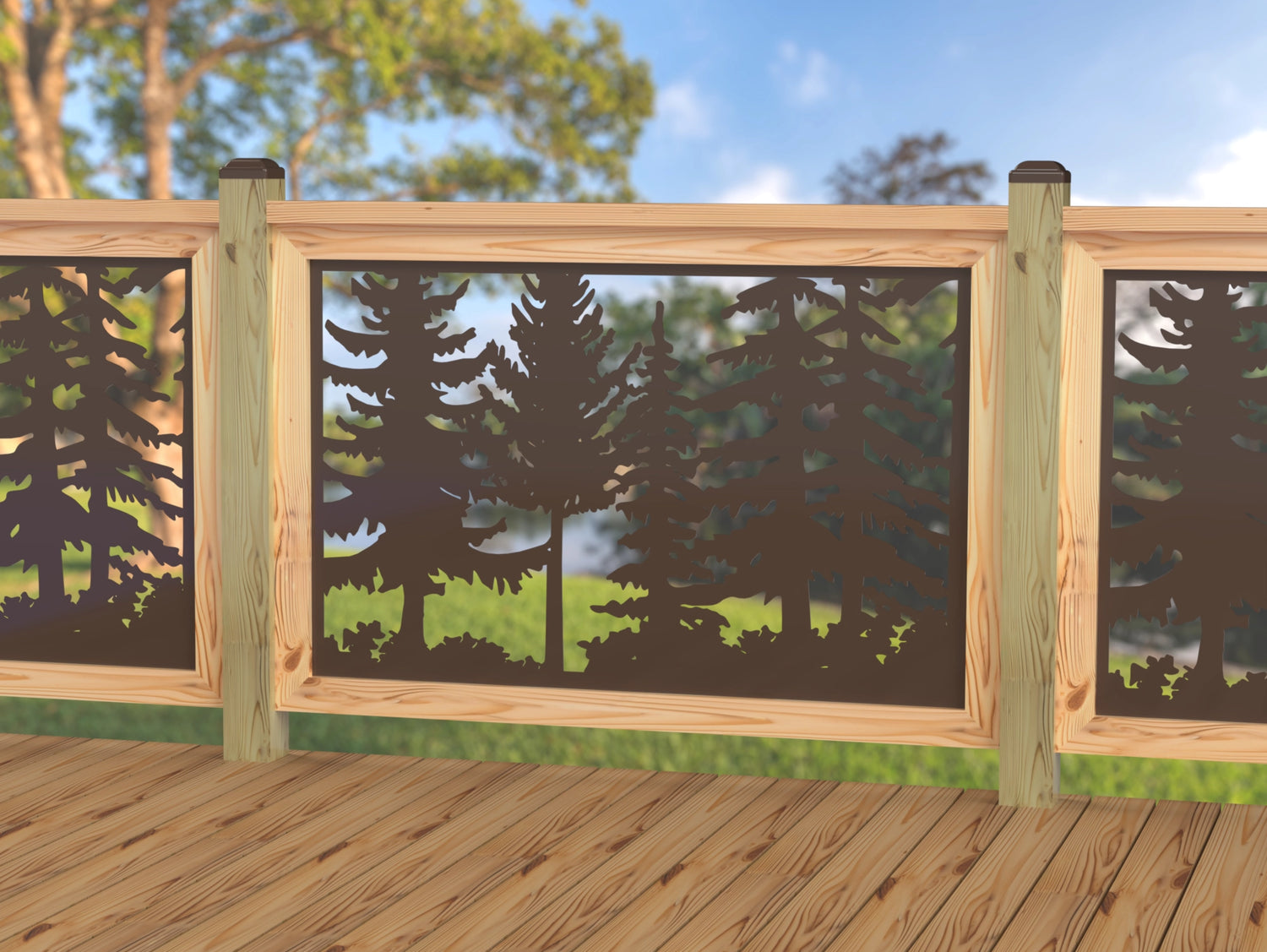 47"x30" - Forest Landscape Fence/Gate Panel Insert - Variation 2 - Madison Iron and Wood