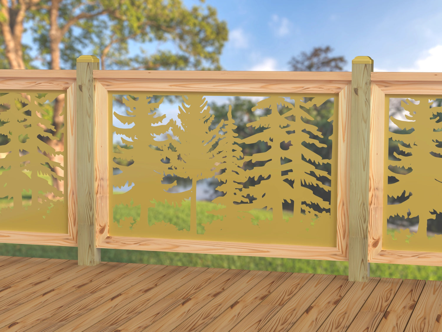 47"x30" - Forest Landscape Fence/Gate Panel Insert - Variation 2 - Madison Iron and Wood