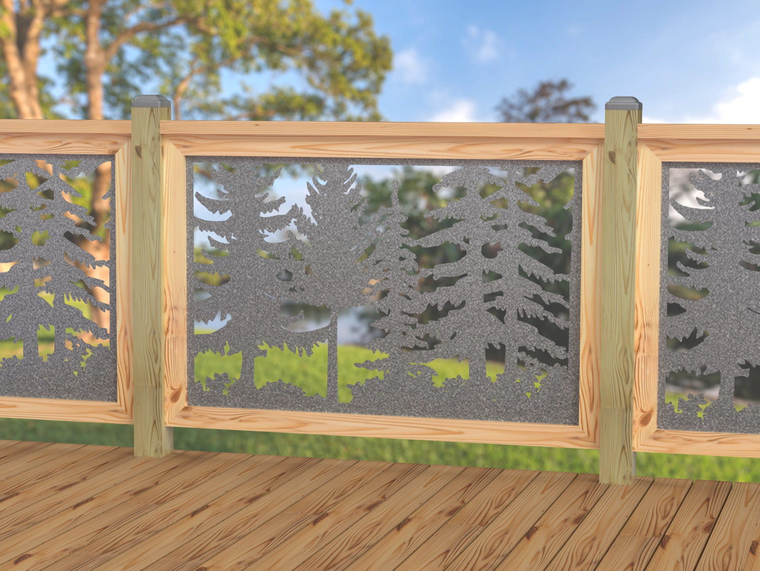 47"x30" - Forest Landscape Fence/Gate Panel Insert - Variation 2 - Madison Iron and Wood