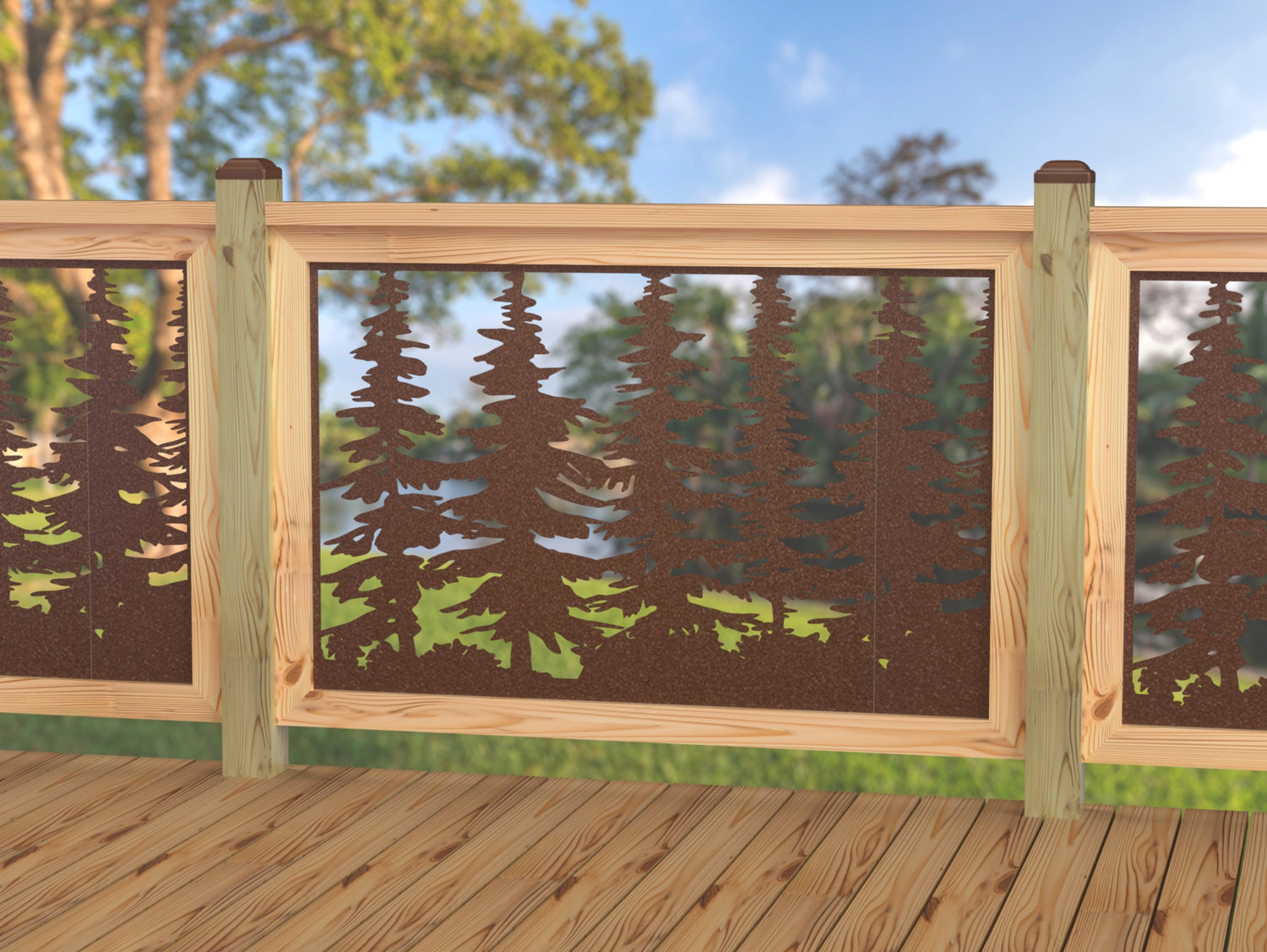 47"x30" - Forest Landscape Fence/Gate Panel Insert - Variation 3 - Madison Iron and Wood