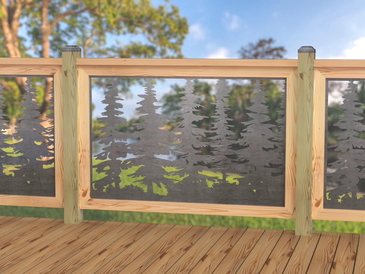 47"x30" - Forest Landscape Fence/Gate Panel Insert - Variation 3 - Madison Iron and Wood