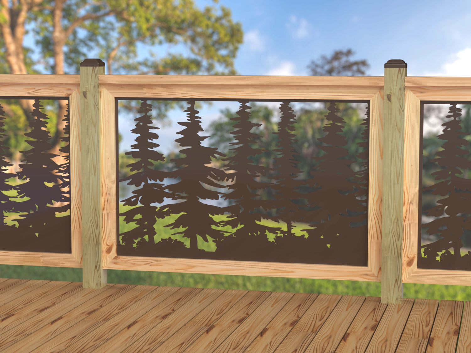 47"x30" - Forest Landscape Fence/Gate Panel Insert - Variation 3 - Madison Iron and Wood