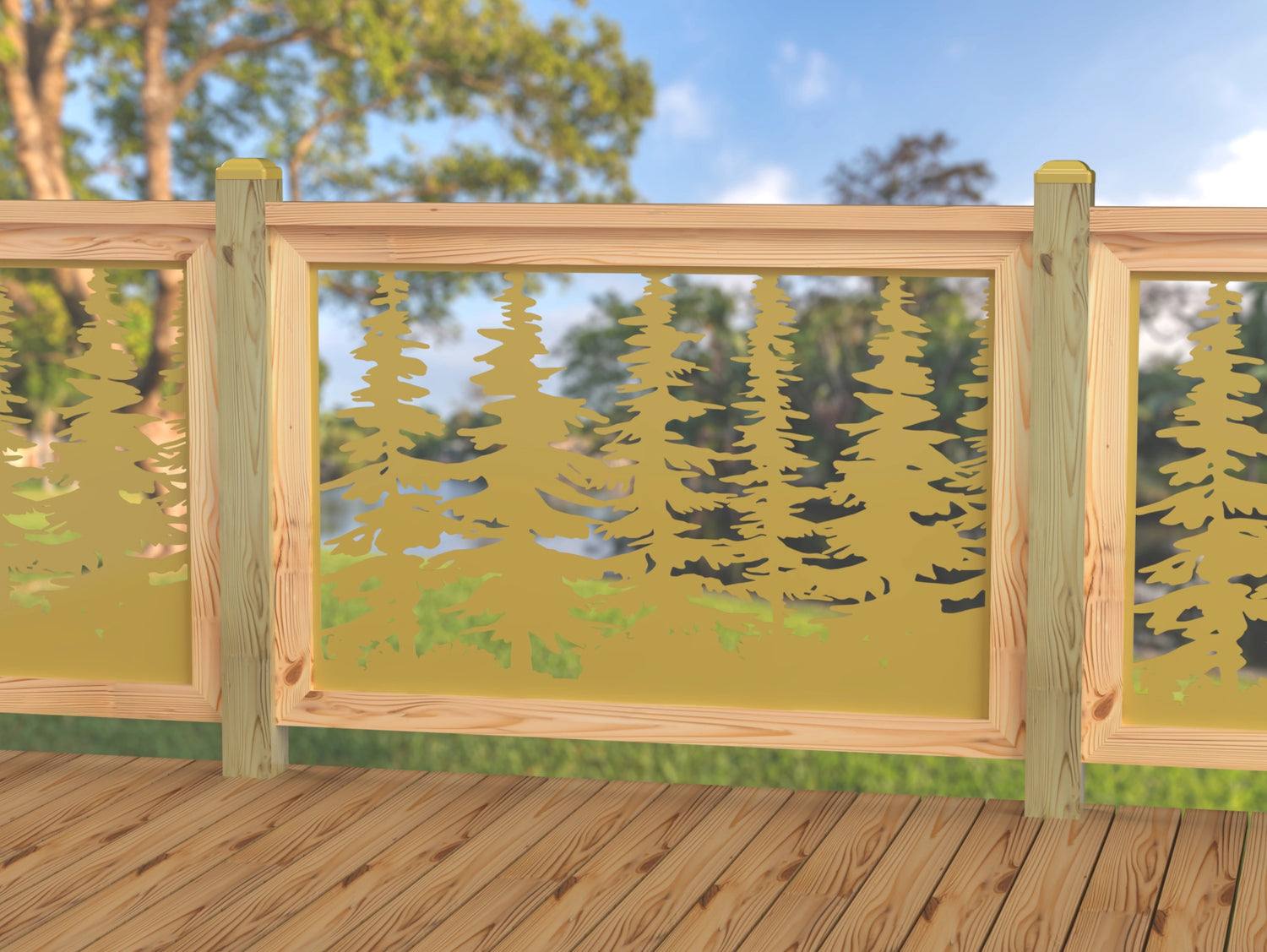 47"x30" - Forest Landscape Fence/Gate Panel Insert - Variation 3 - Madison Iron and Wood