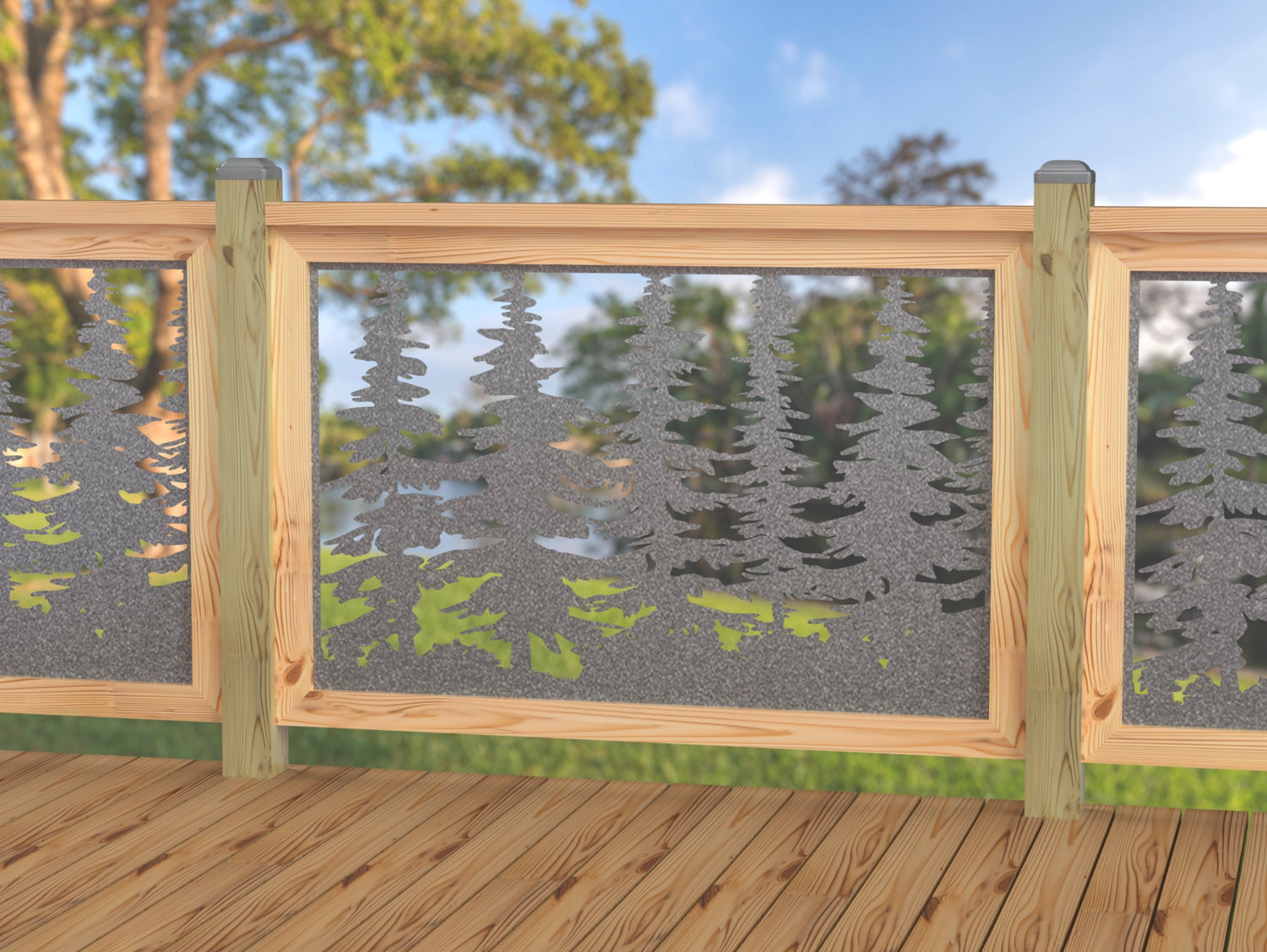 47"x30" - Forest Landscape Fence/Gate Panel Insert - Variation 3 - Madison Iron and Wood