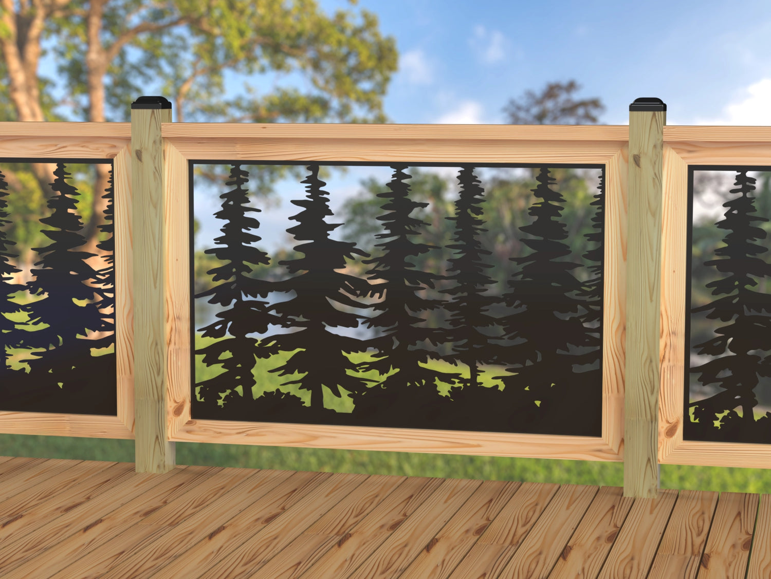 47"x30" - Forest Landscape Fence/Gate Panel Insert - Variation 3 - Madison Iron and Wood