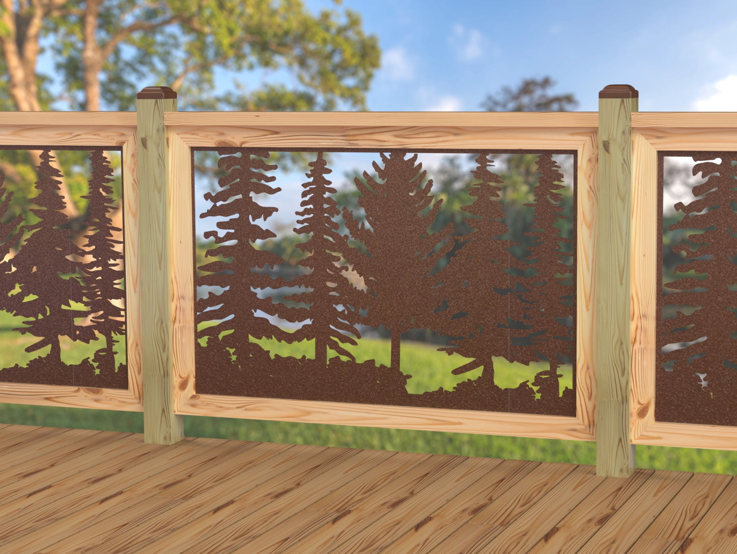 47"x30" - Forest Landscape Fence/Gate Panel Insert - Variation 4 - Madison Iron and Wood