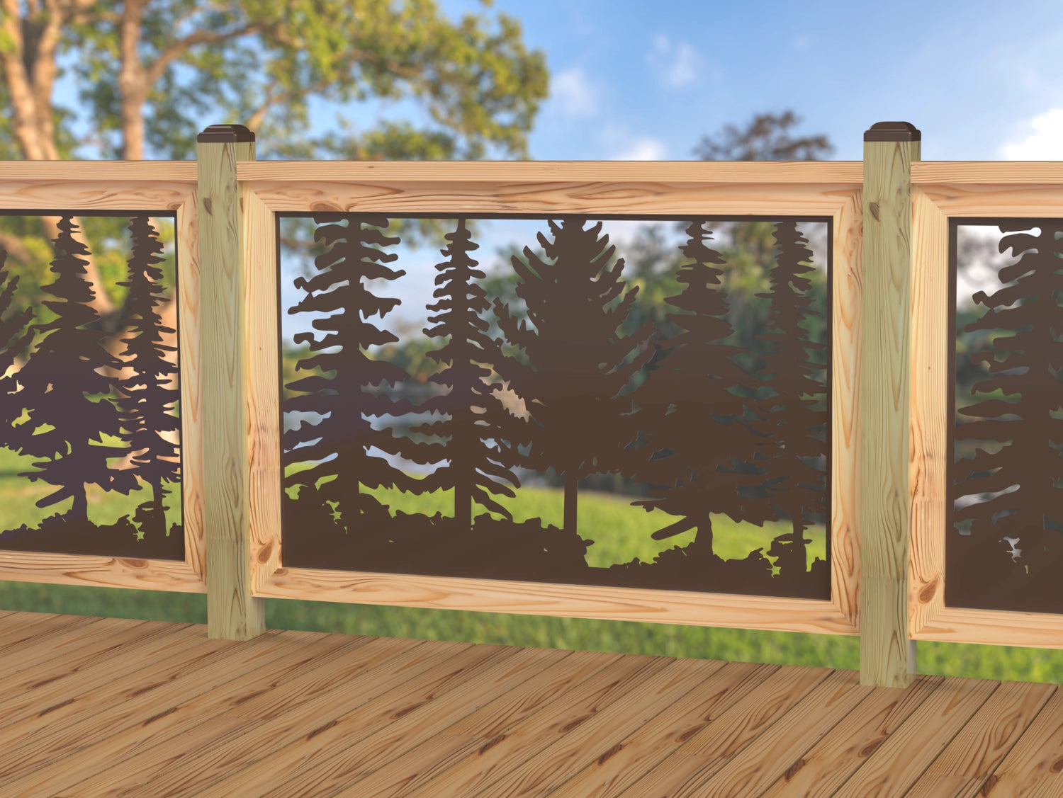 47"x30" - Forest Landscape Fence/Gate Panel Insert - Variation 4 - Madison Iron and Wood