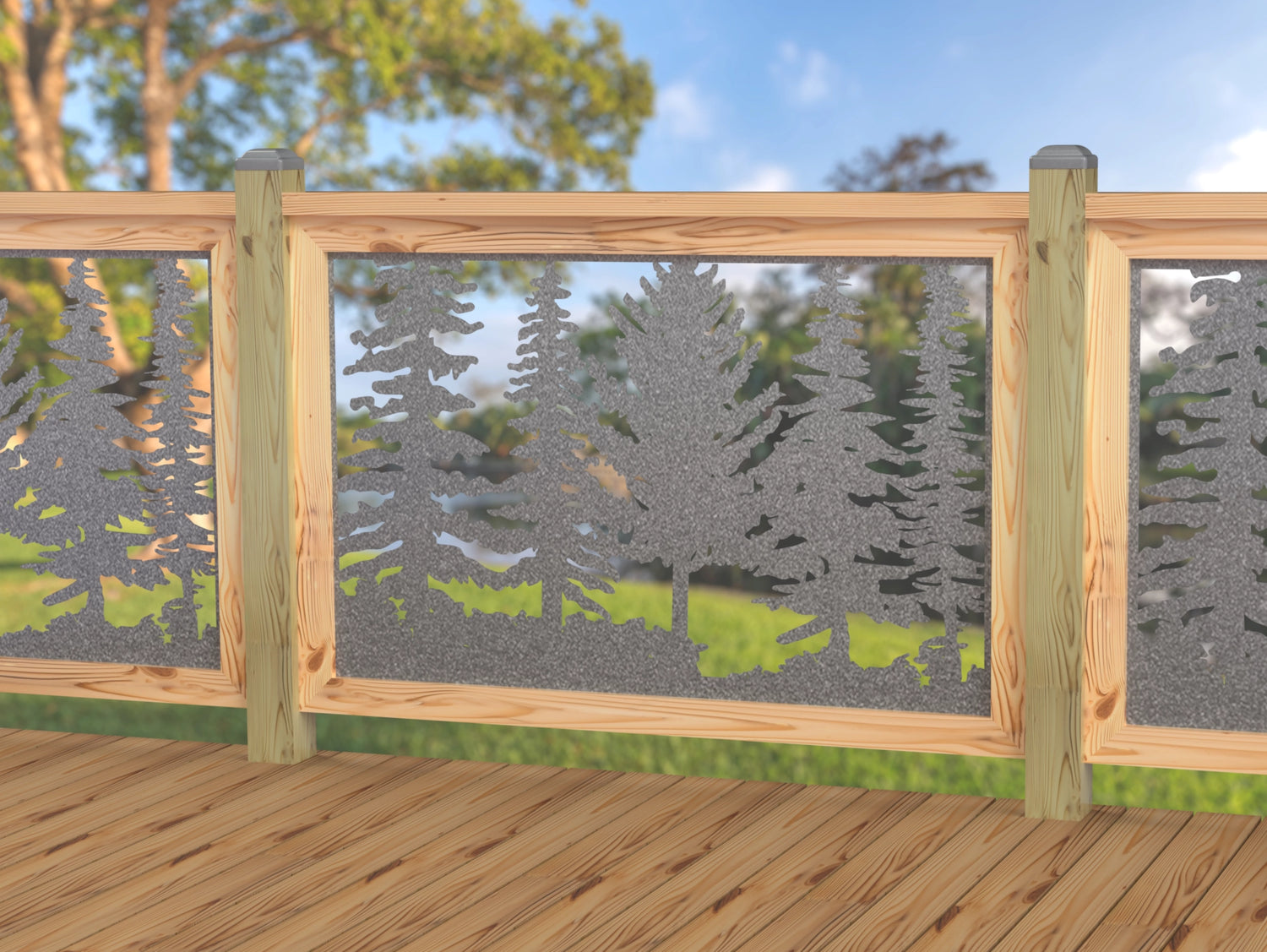 47"x30" - Forest Landscape Fence/Gate Panel Insert - Variation 4 - Madison Iron and Wood