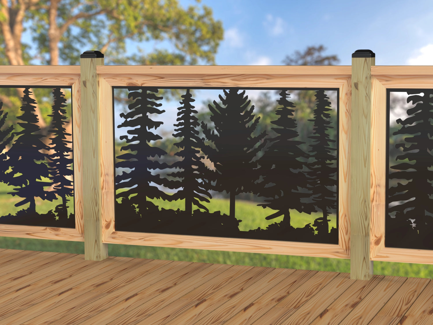 47"x30" - Forest Landscape Fence/Gate Panel Insert - Variation 4 - Madison Iron and Wood