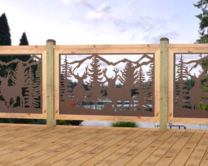 47"x30" - Deer and Bear Wildlife Landscape Fence/Gate Panel Insert