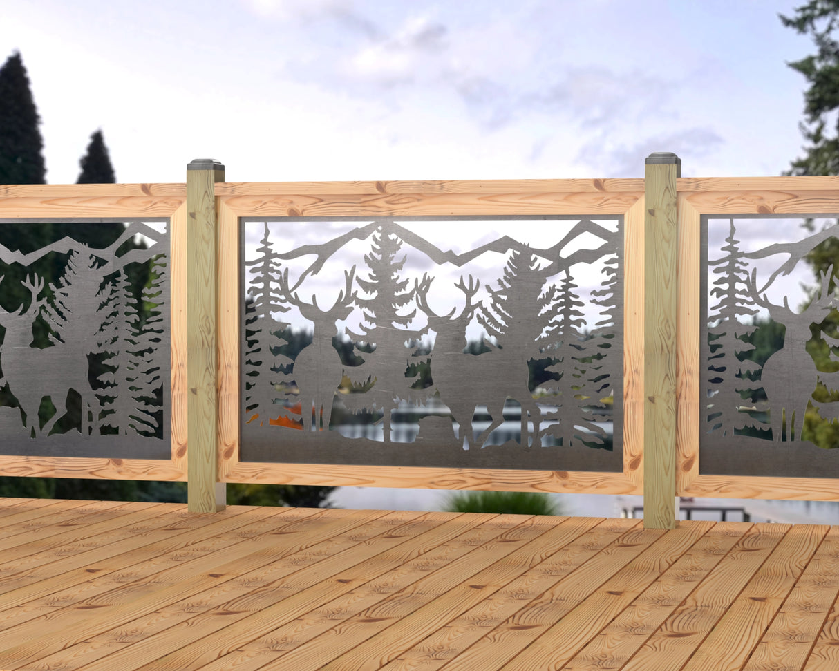 47"x30" - Deer and Bear Wildlife Landscape Fence/Gate Panel Insert